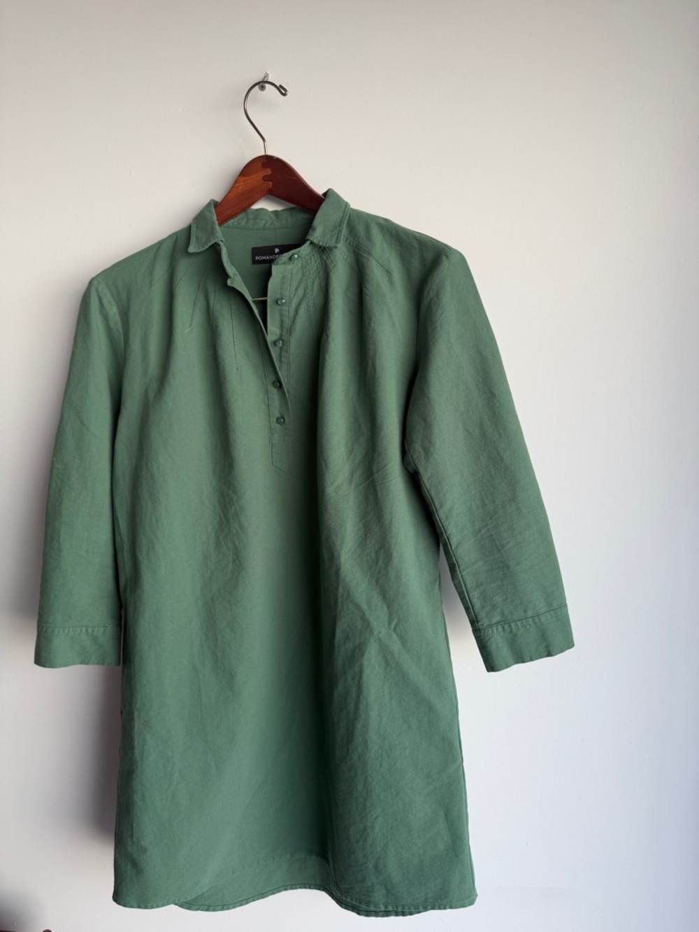 Pomander Place Green Popover Shirt Dress Size S - Picture 2 of 8